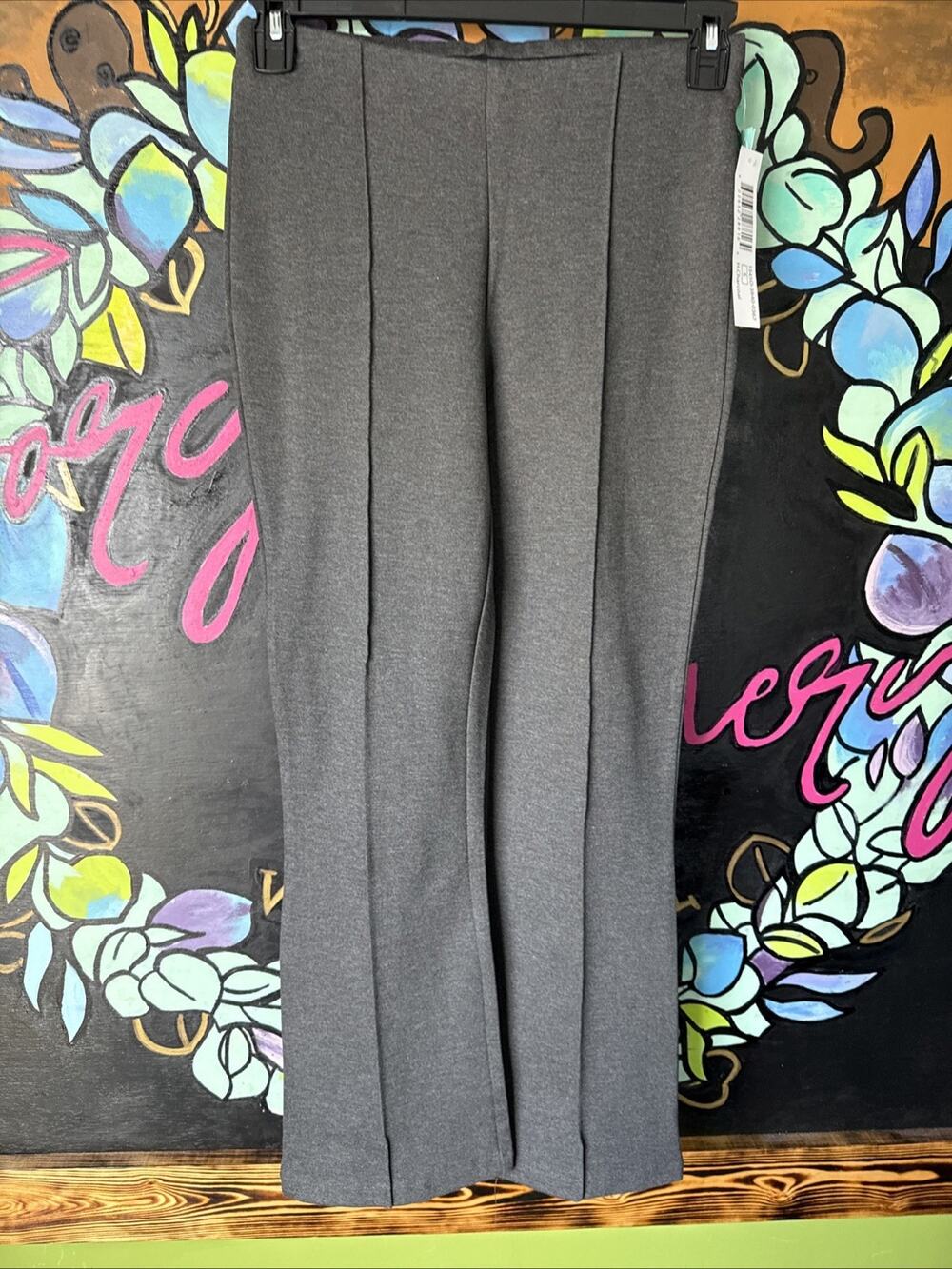 Tribal Pull On Ponte Pants, Dark Grey, Petite Small